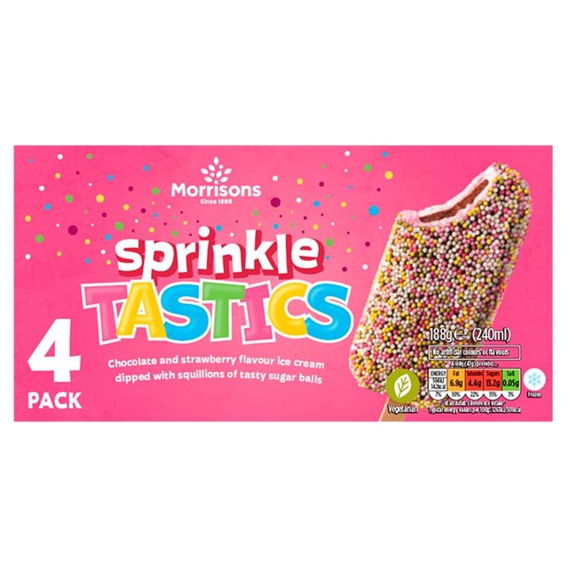 Morrisons Sprinkle Tastics Ice Lollies 4 Pack 240ml