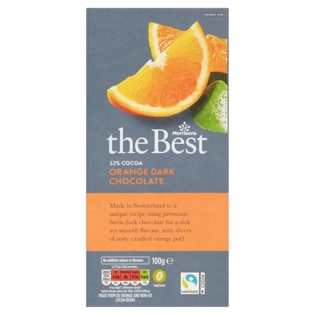 Morrisons The Best 52% Cocoa Dark Chocolate With Orange 100g