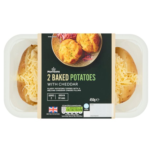 Morrisons 2 Baked Potatoes with Cheddar 450g