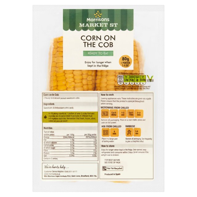 Morrisons Ready To Eat Corn on the Cob  2 per pack