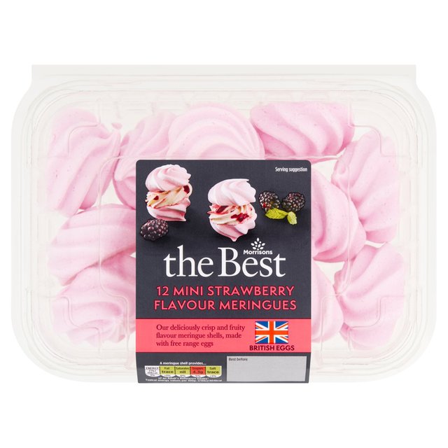 Morrisons The Best Mini Strawberry Meringues 12 per pack