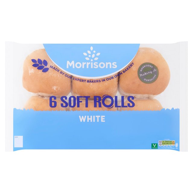 Morrisons Soft White Rolls 6 per pack