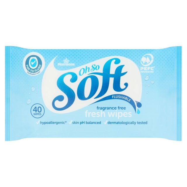 Morrisons Softer Sensitive Moist Fragrance Free Toilet Tissue Wipes 40Pk 