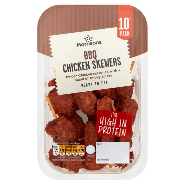 Morrisons 10 BBQ Chicken Skewers   100g