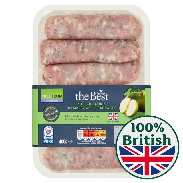 Morrisons The Best  Thick Pork & Bramley Apple Sausages 400g