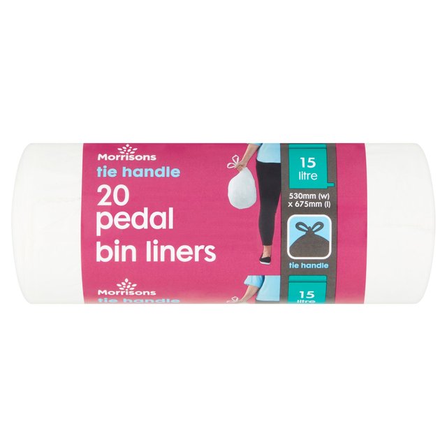 Morrisons 15L Tie Handle Pedal Bin Liners 20 per pack