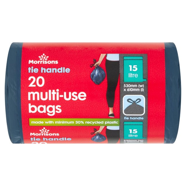 Morrisons Tie Handle 15L Multi Use Bin Bags 20 per pack