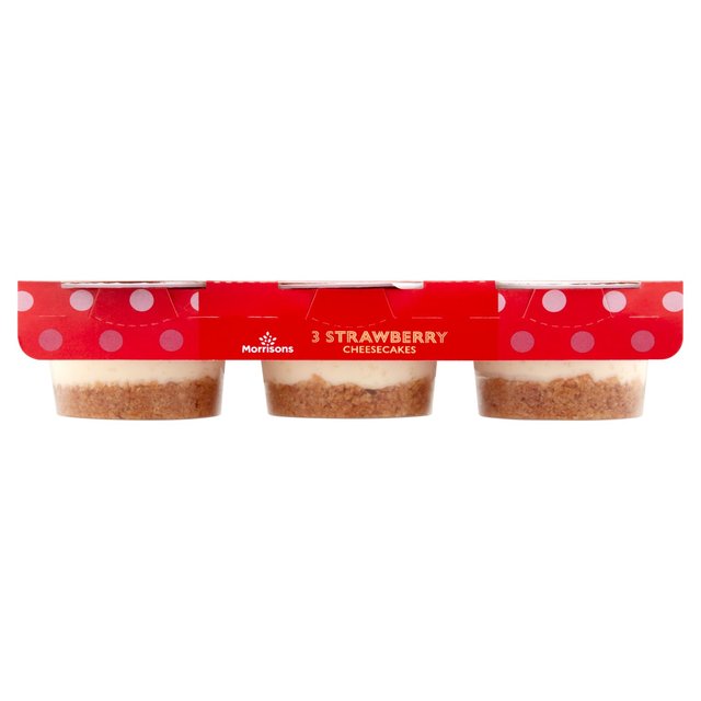 Morrisons 3 Strawberry Cheesecakes  3 x 100g