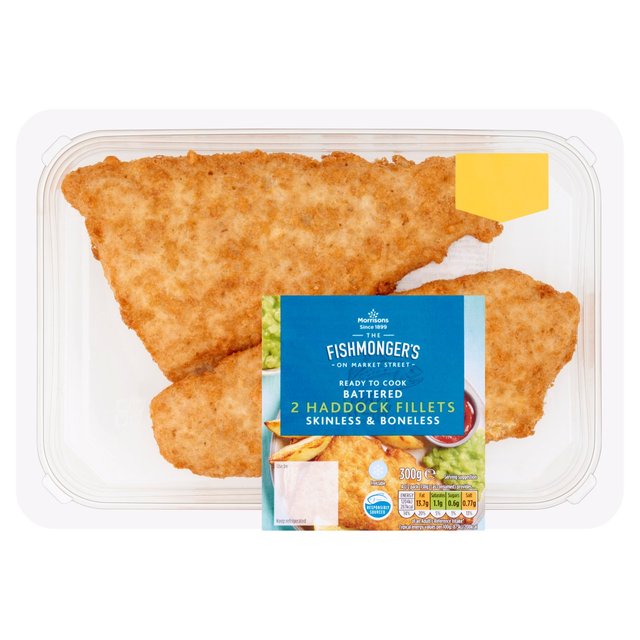 Morrisons Market St 2 Battered Haddock Fillets 300g