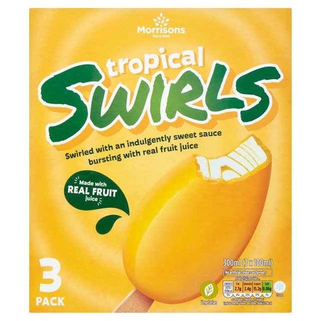 Morrisons Tropical Swirl Ice Creams 3 x 100ml