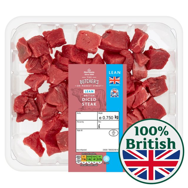 Morrisons British Lean Diced Steak 750g