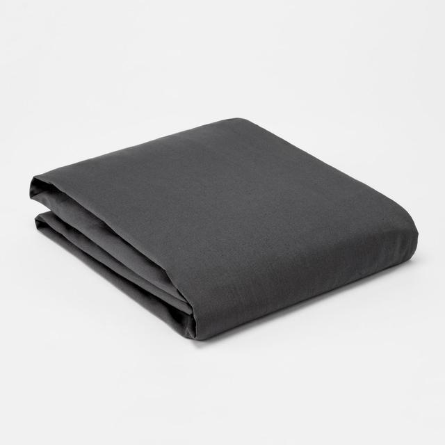 Morrisons 100% Cotton Graphite Fitted Sheet Single 