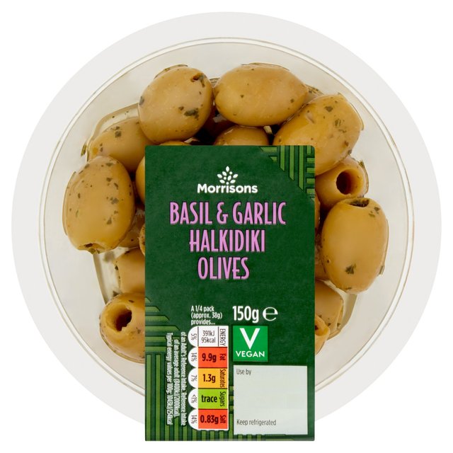 Morrisons Basil & Garlic Olives  150g