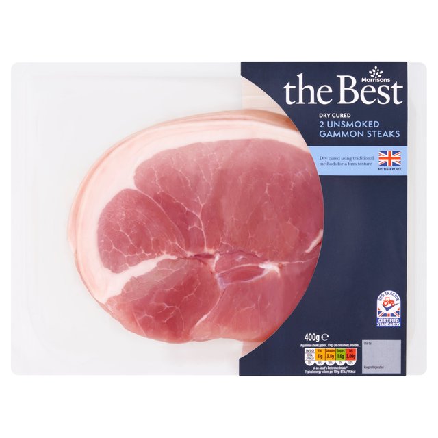 Morrisons The Best British Dry Cured Unsmoked Gammon Steaks 400g