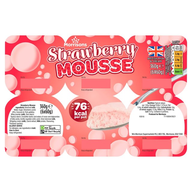 Morrisons Strawberry Mousse 6 x 60g