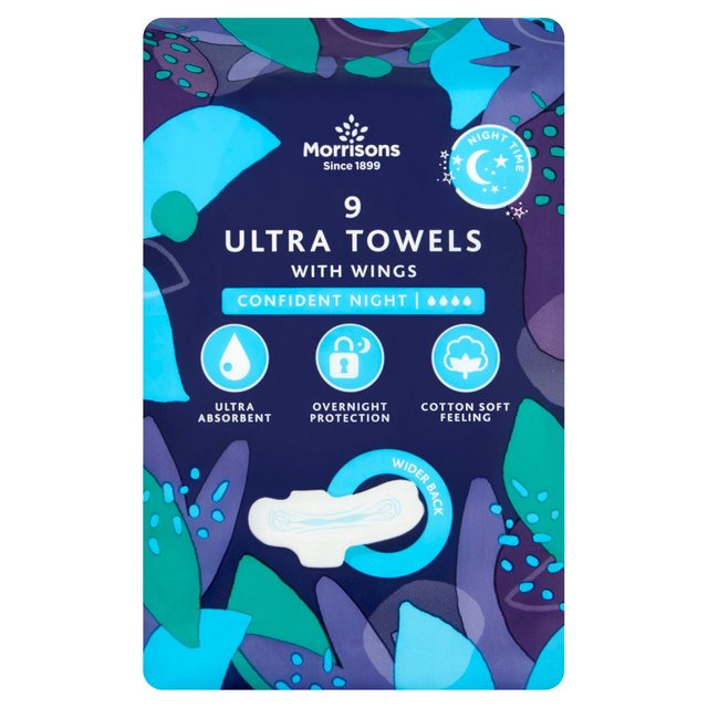 Morrisons Ultra Towels Confident Night 9 per pack