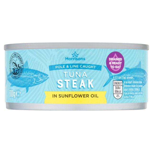 Morrisons Drained Tuna Steaks With Sunflower Oil (110g) 110g