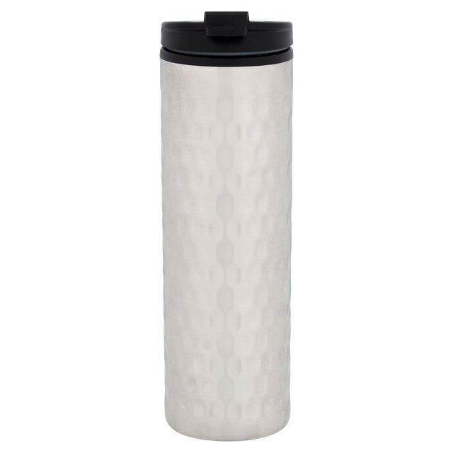 Morrisons Silver Embossed Stainless Steel Travel Mug 400Ml 