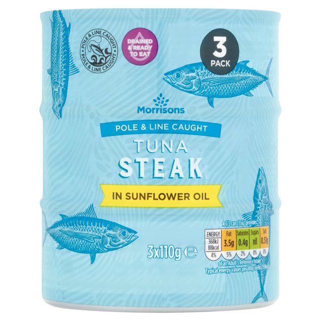 Morrisons No Drain Tuna Steak In A Little Sunflower Oil (3x110g) 3 x 110g