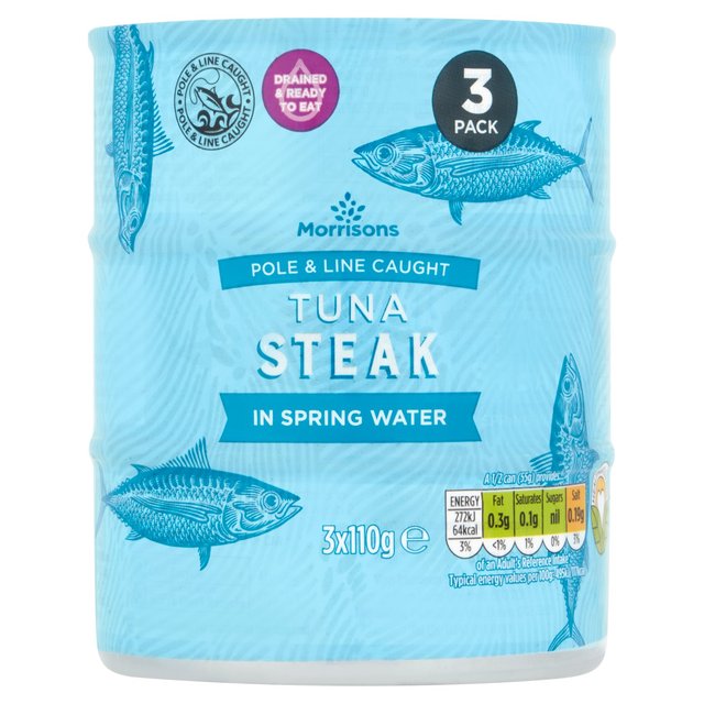 Morrisons No Drain Tuna Steak In A Little Spring Water (3x110g) 3 x 110g