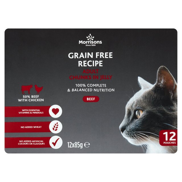 Morrisons Premium Adult Cat Pouch Beef With Chicken In Jelly  12 x 85g