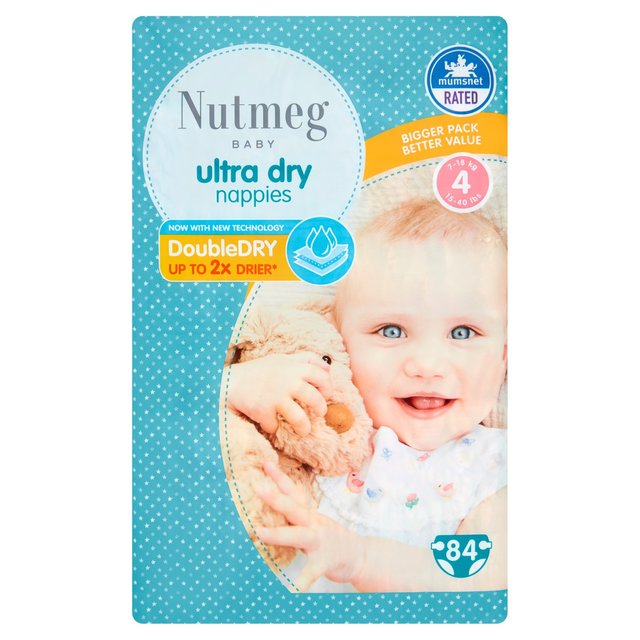 Nutmeg Ultra Dry Nappies Size 4  84 per pack