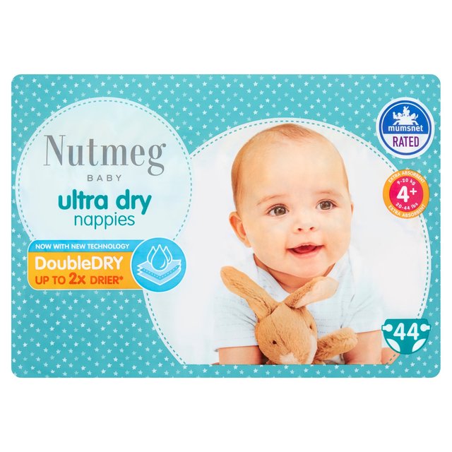 Nutmeg Ultra Dry Nappies Size 4+  44 per pack