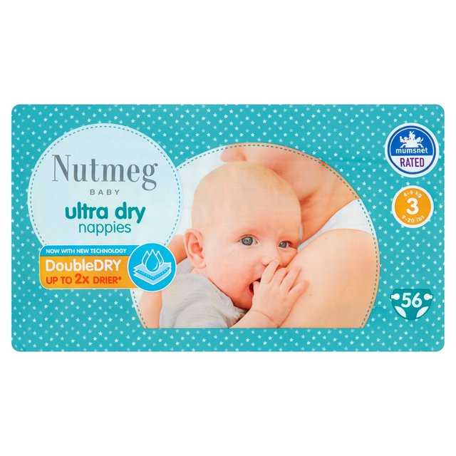 Nutmeg Ultra Dry Nappies Size 3  56 per pack