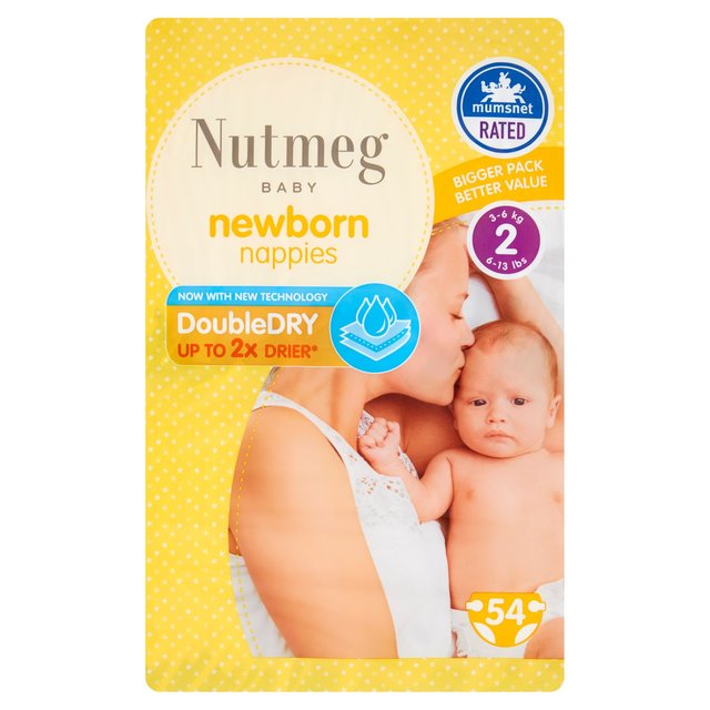  Nutmeg Newborn Nappies Size 2 54 per pack