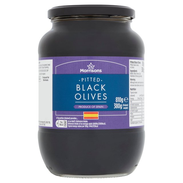 Morrisons Pitted Black Olives In Brine (810g) 380g