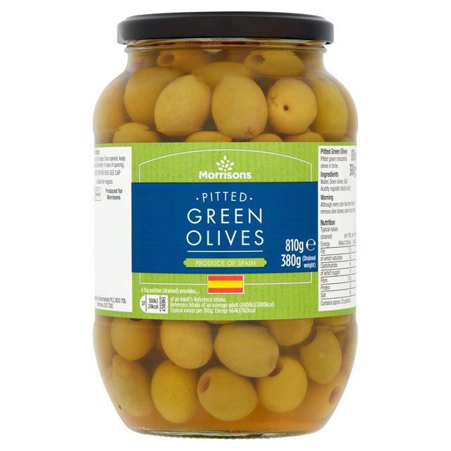 Morrisons Pitted Green Olives In Brine (820g) 380g