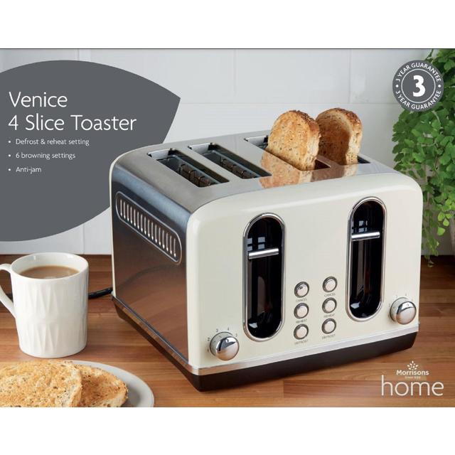 Morrisons Cream Venice 4 Slice Toaster 