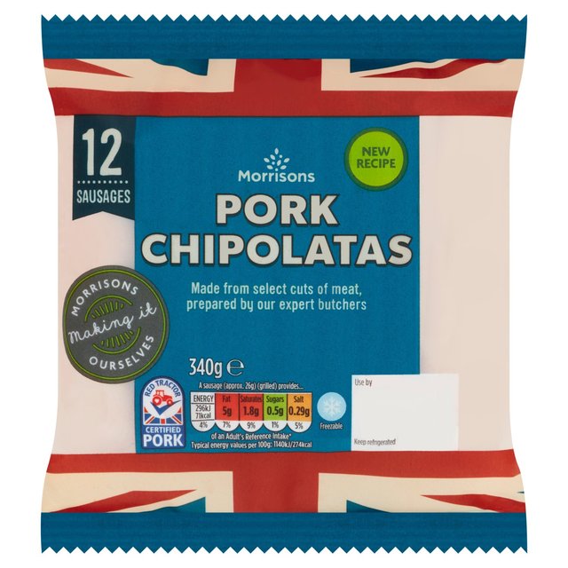 Morrisons 12 Butchers Style Pork Chipolatas  340g