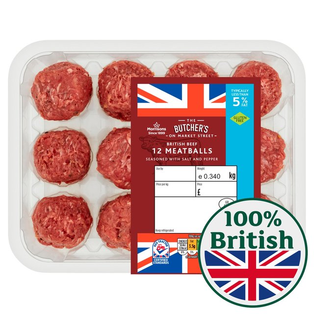 Morrisons 12 Beef Meatballs 5% Fat 340g