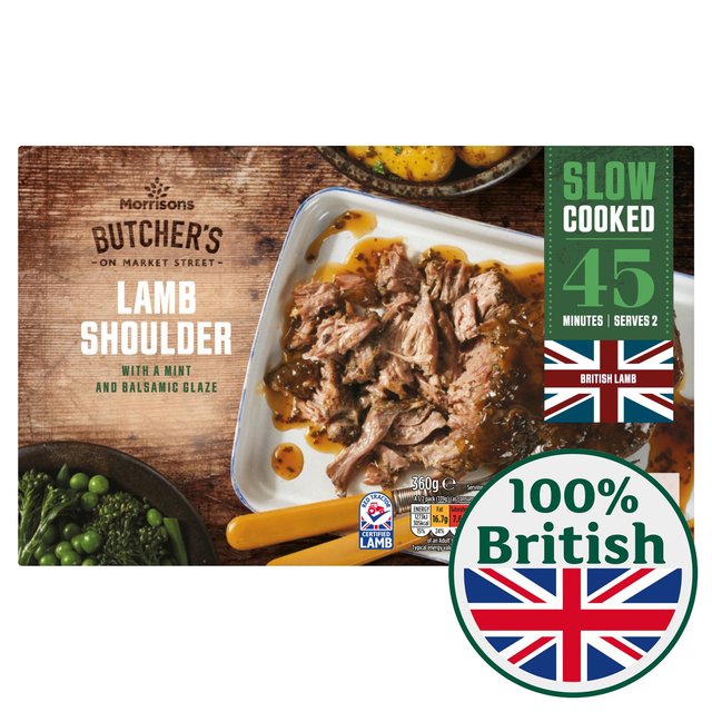 Morrisons Slow Cooked Lamb Shoulder With Mint & Balsamic Glaze  360g