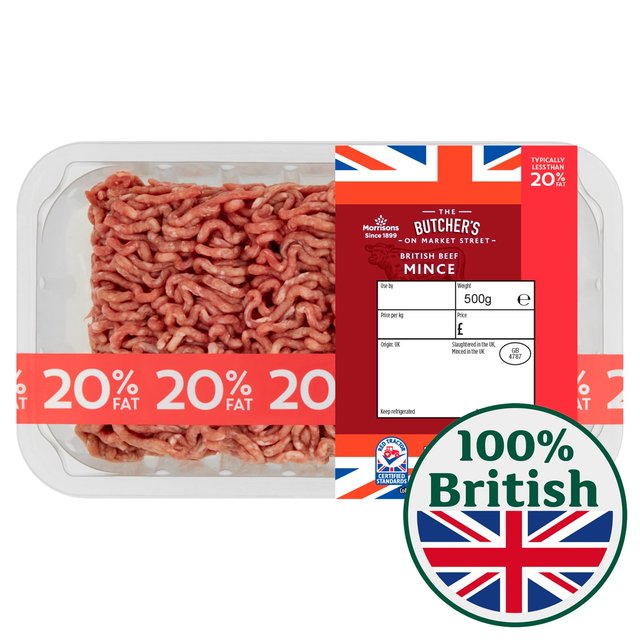 Morrisons British Minced Beef 20% Fat  500g