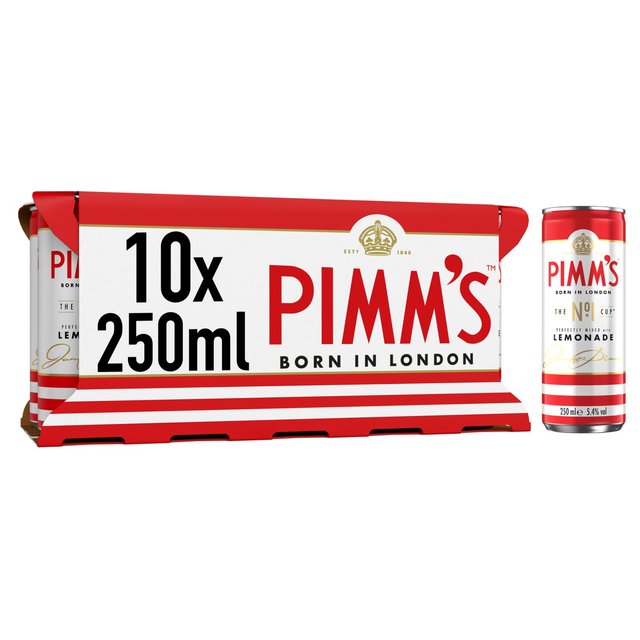 Pimm's Cup & Lemonade Premix Liqueurs Ready to Drink 10x250ml