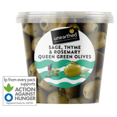 Unearthed Sage Thyme & Rosemary Queen Green Olives 380g