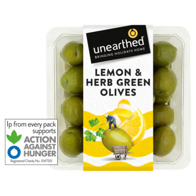 Unearthed Lemon & Herb Green Olives 150g