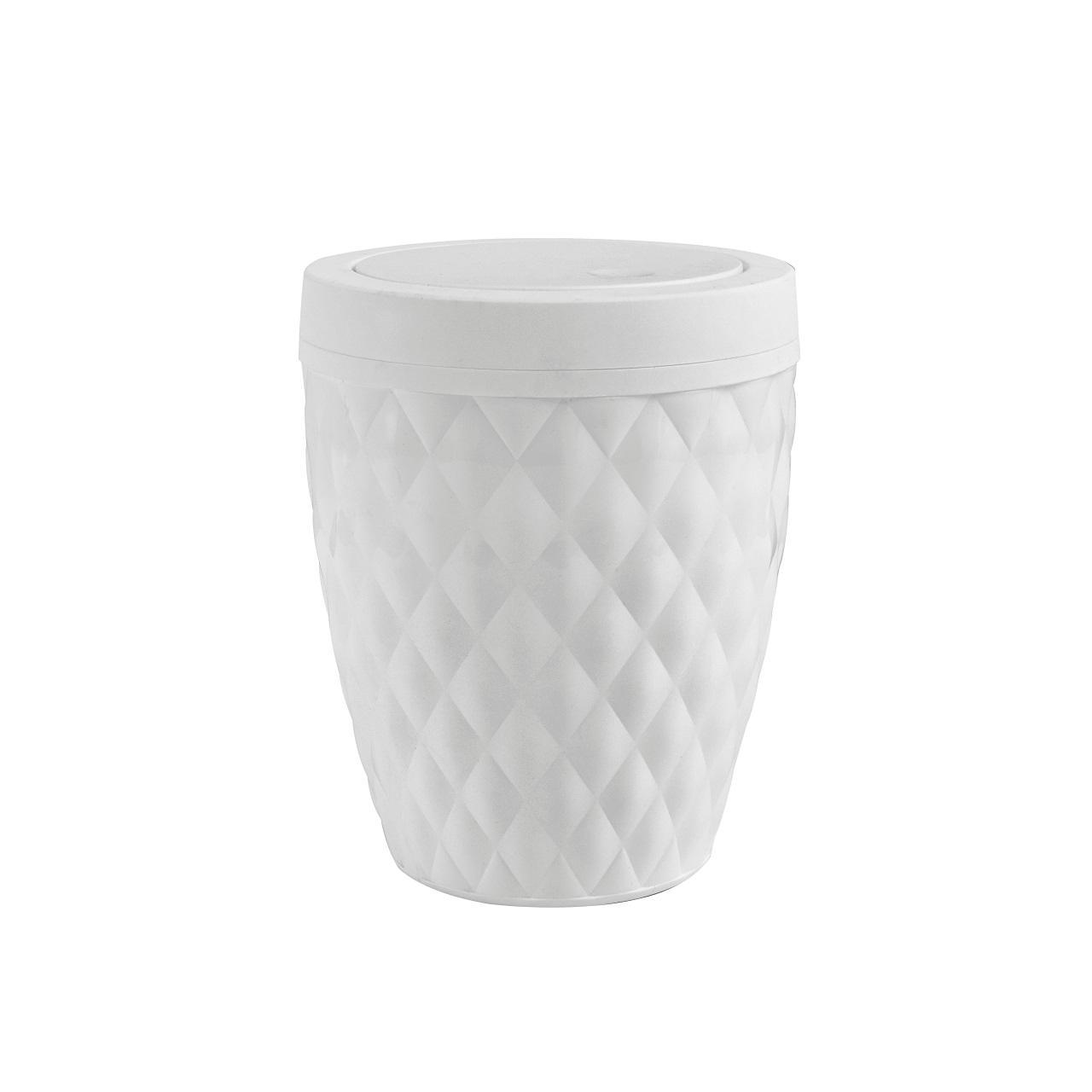 Addis Textured Diamond Effect Round Bathroom Bin with Swing Lid 5L