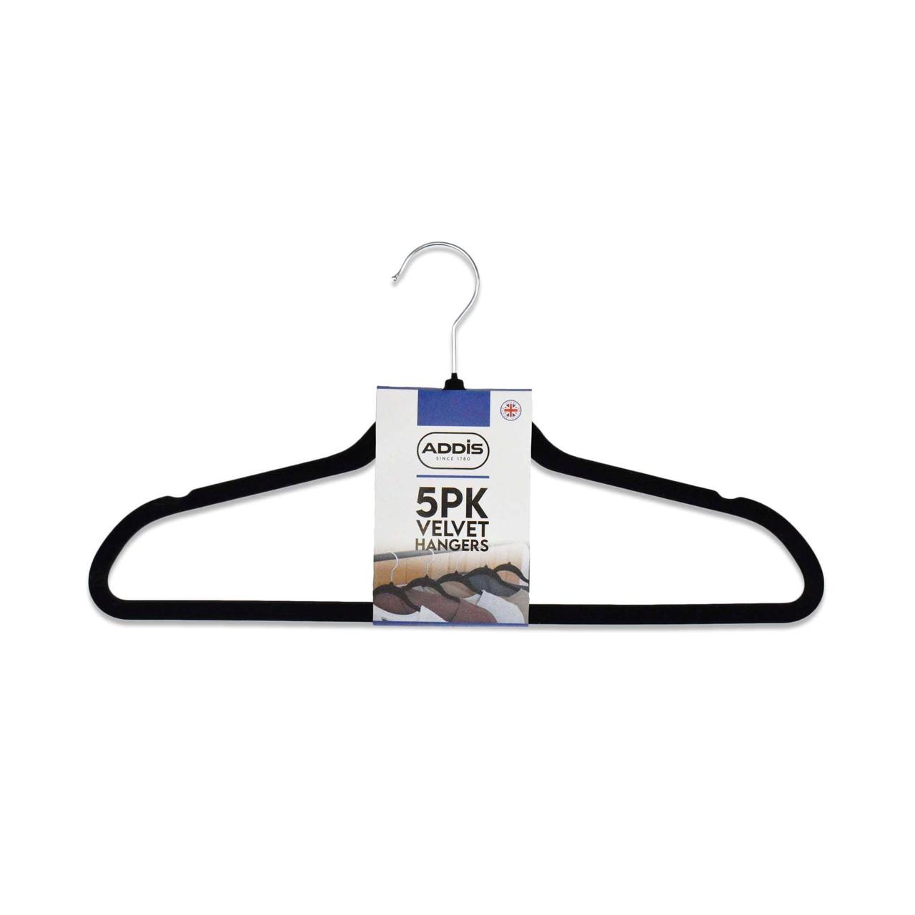 Non Slip Velvet Hangers with Swivel Hook, Black, 5pk