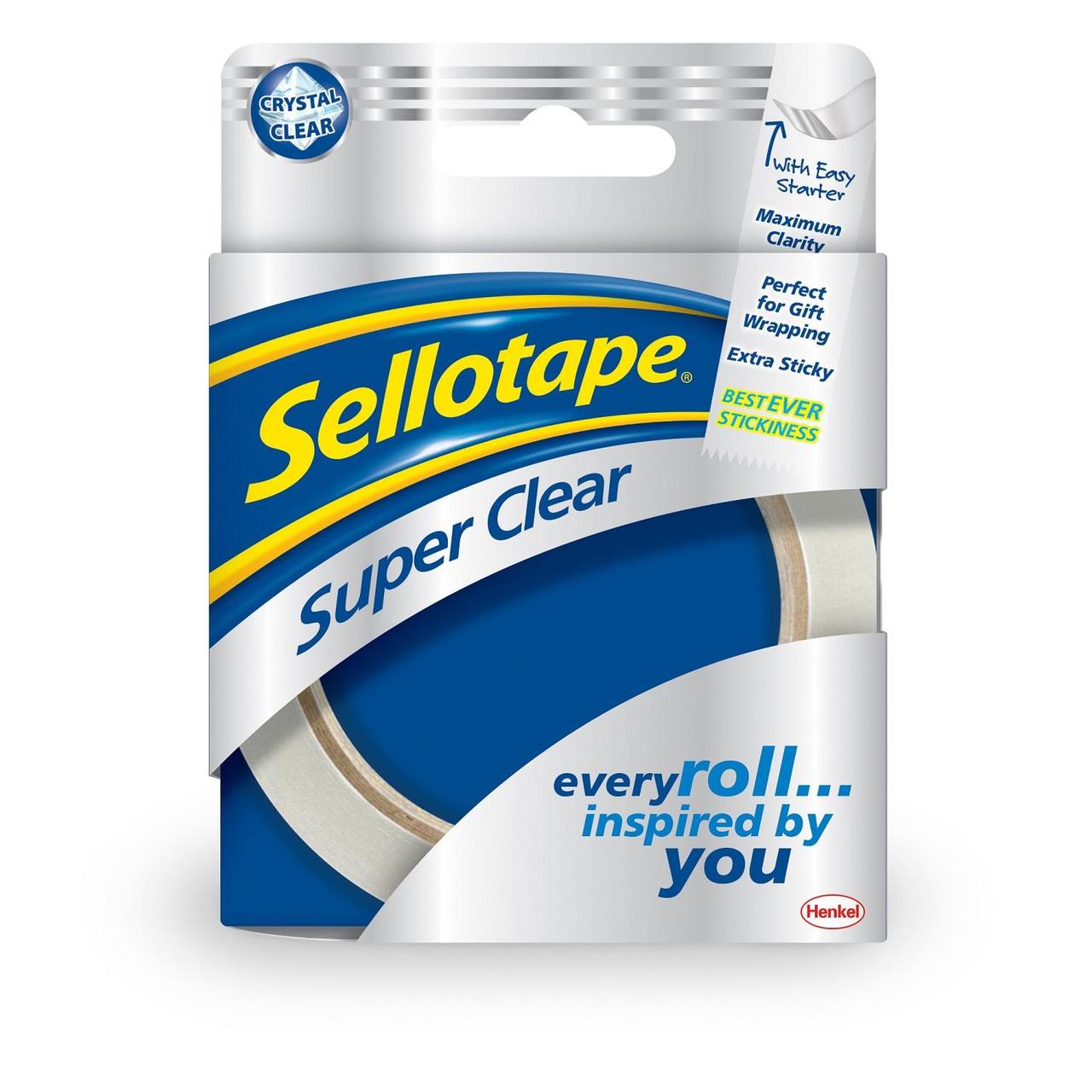 Sellotape Super Clear Sticky Tape Roll 24mm x 50m