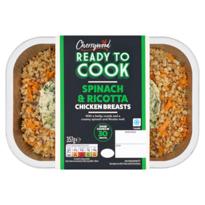 Cherrywood Ready to Cook Spinach & Ricotta Chicken Breasts 357g