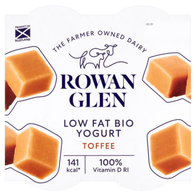 Rowan Glen Low Fat Toffee Bio Yogurt 4 x 125g