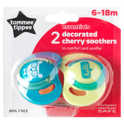 Tommee Tippee Decorated Cherry Soothers 6 to 18m+