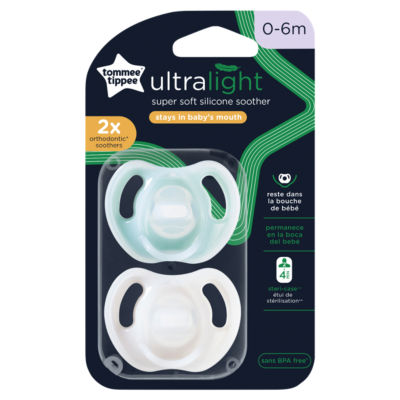 Tommee Tippee 2 Ultra Light Soft One-Piece Silicone Soother 0-6m