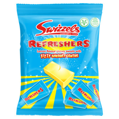 Swizzels Refreshers Lemon Flavour Chewy Sweets with Fizzy Sherbet Centre 100g