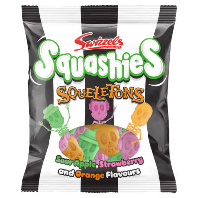 Swizzels Squashies Limited Edition Squeletons Sour Apple, Strawberry and Orange Flavours 120g