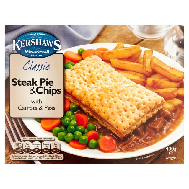 Kershaws Classic Steak Pie & Chips 400g