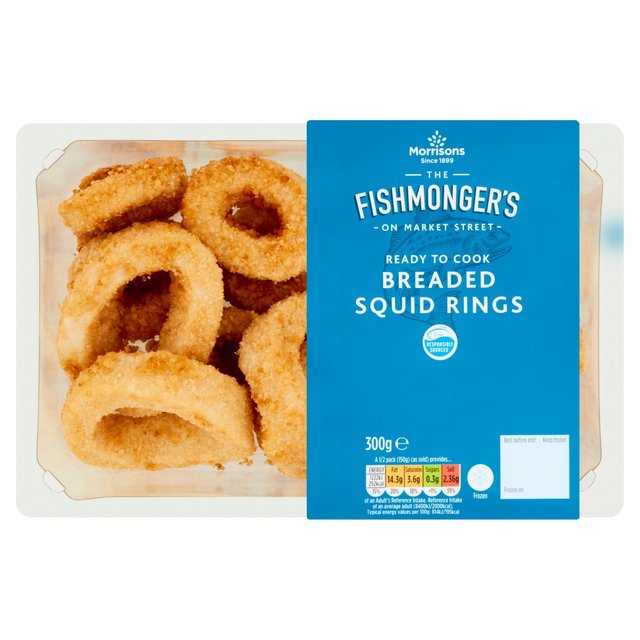 Morrisons Fishmongers Frozen Ready To Cook Breaded Squid Rings 300g